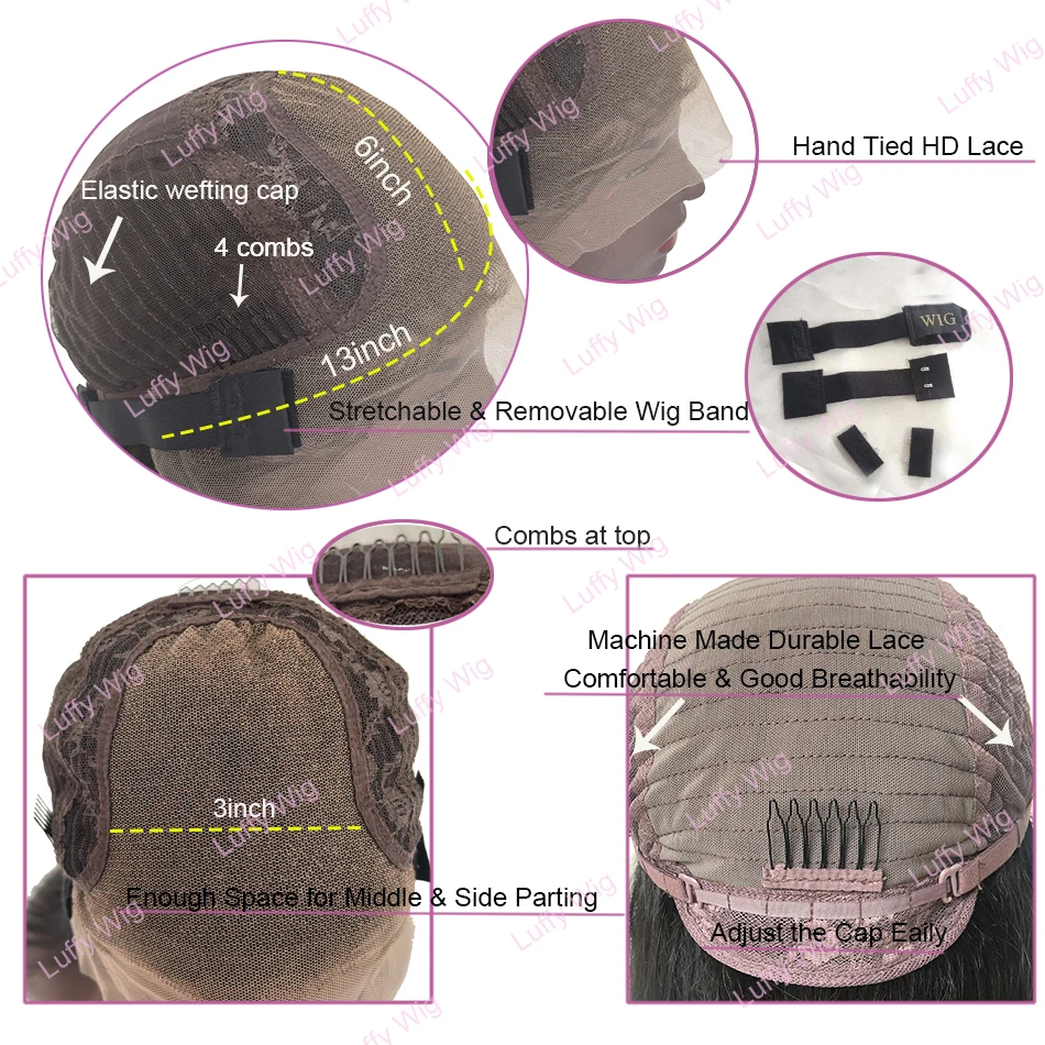 Human hair wig lace front wigs 13x6 Lace Front Wig Human Hair Wavy Brazilian Remy Hair Wigs Pre Plucked 200 Density Hd Transparent Lace For Black Women Luffy