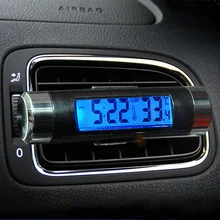 2 в 1 автомобильные часы с термометром и ЖК-дисплеем, цифровой автомобильный будильник с синей подсветкой, автомобильные аксессуары для автомобиля