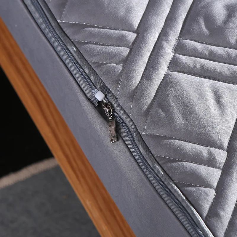 Six Sides All Inclusive Mattress Cover Soft Fiber Topper Pad Plain Solid Color Bed Mattress Protector Anti Dust Mite Bed Cover