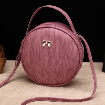 

2020 Winter Fashion Round Design Crossbody Bag For Women PU Leather Circular Shoulder Bags Ladies Small Handbags Mini Tote Bag