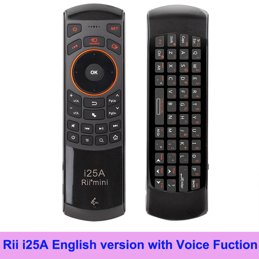 Rii i25A English Rii i25A клавиатура на русском и английском, иврит Беспроводной клавиатура Air Мышь Rii i25 пульт дистанционного управления для мини ПК Смарт Android ТВ коробка T9 TX6 T95Q - Цвет: Rii i25A English