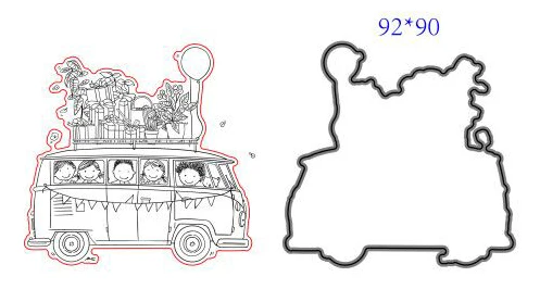 CustomTransparent Silicone Rubber Stamp and Metal Die Sheet Cling Clear Gift Bus DIY Scrapbooking Cute Pattern Photo Album