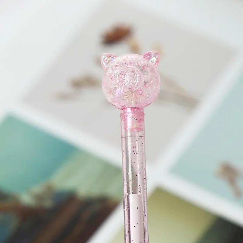 pink 1pc Милая гелевая ручка с рисунком поросенка из мультфильма Kawaii, корейские забавные канцелярские принадлежности для школы, офиса, магазина, аксессуары, стационарные, белые, синие, 0,5 - Цвет: pink 1pc