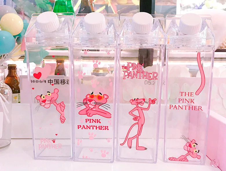 500 мл детская Милая Розовая пантера бутылка для воды спортивный Garrafa De Agua Пластиковый шейкер портативная бутылка для воды, Q