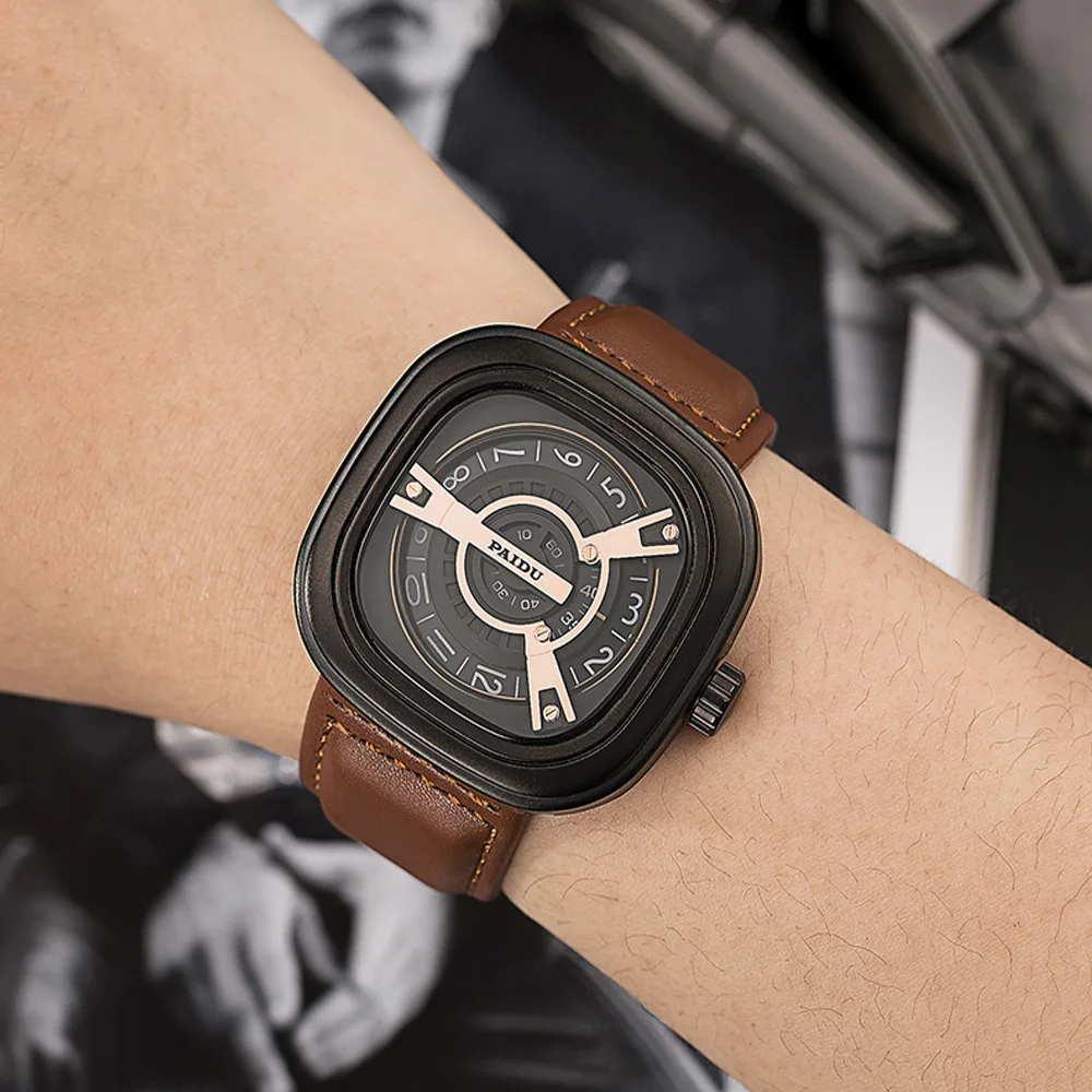 

Paidu Brand Men Watch Military Tie Strength Namely Dial Leather Belt Fashionable Watch Casual Genuine Leather MEN'S Watch