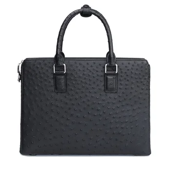 

Luxury Real Ostrich Leather Briefcase Men High End Business Mens Document Bag New Laptop Bags For Men Fashion Handbag With Lock