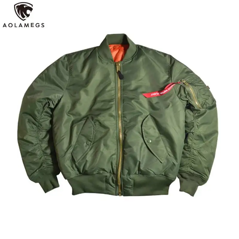 Aolamegs Men Bomber Jacket Thick Winter Military Motorcycle Ma-1 Flight ...