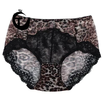 

Sexy female leopard pattern briefs panther print with leopard and beautiful lace freedom underwearr dulasii new animal panties