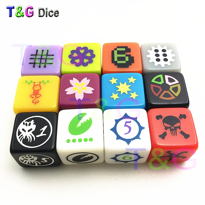 T & G 16 мм заказной D6 логотип кости! Изготовленный на заказ Высокое качество Rpg Die