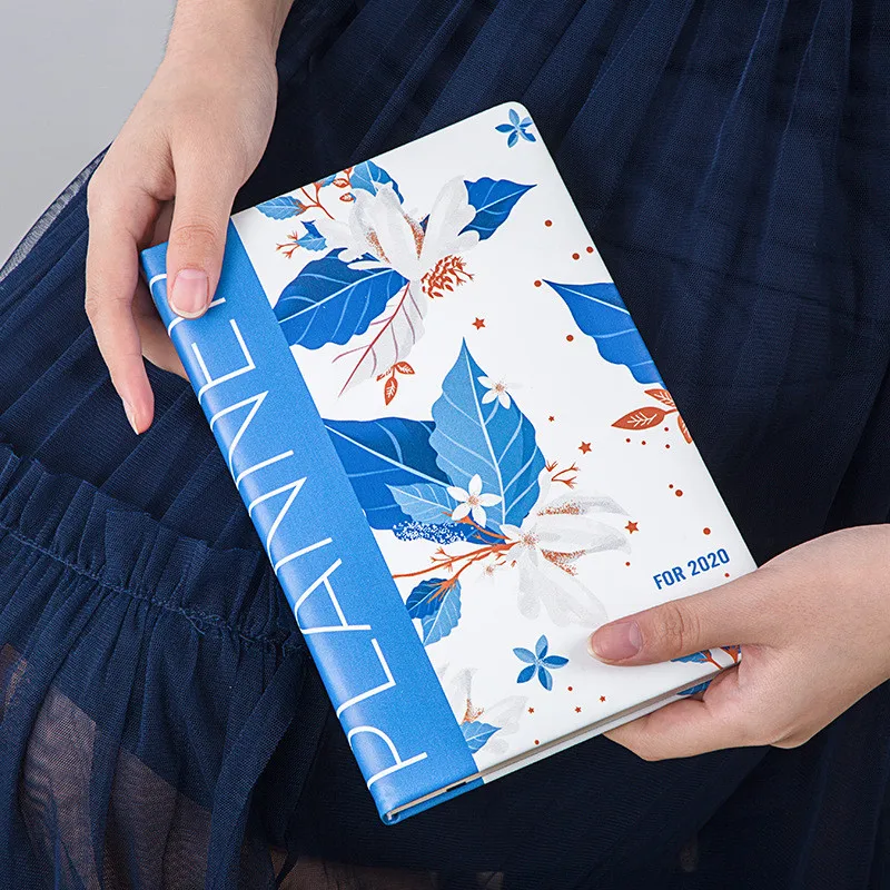 

PU Leather A5 Flowers Paper Notebook 2020 Daily Monthly Yearly Planner Schedule Manual School Stationery Office Supplies
