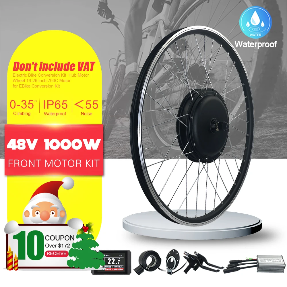 EBike Conversion Kit 48V 1000W Front Wheel Hub Motor 20in-29in 700C Electric Bike Waterproof bicicleta electrica | Спорт и