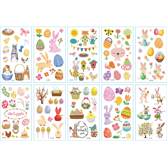 10Pcs/lot Cartoon Tattoo Stickers Children Hands Arm Unicorn Temporary Fake Tattoos Kids Birthday Party Decorations DIY Body Art easter2