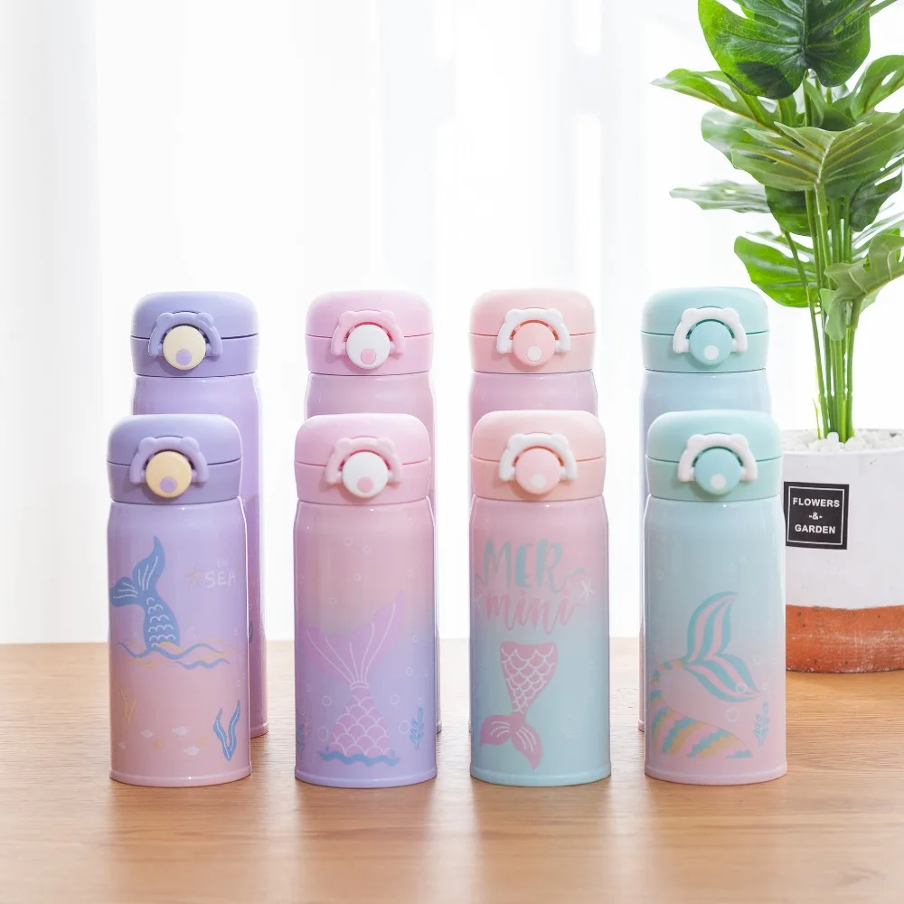 New-Creative-Gradient-Mermaid-Bounce-Thermos-Cup-Cute-Student-Portable-Cartoon-Stainless-Steel-Insulation-Leakproof-Water