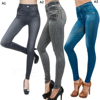 

2020 Spring Autumn Fashion Jeans Denim Design Leggings Pants Ladies Imitation Jeans Women's Plus Size Leggings Black/Gray/Blue