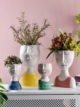 

RESIN VASE ART PORTRAIT FLOWER POT VASE SCULPTURE HUMAN FACE FAMILY FLOWER POT HANDMADE GARDEN STORAGE FLOWER ARRANGEMENT HOME
