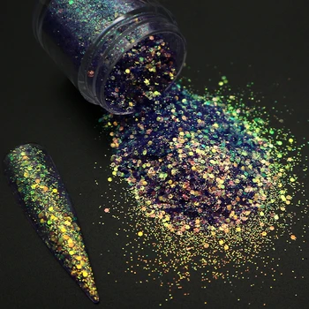 

Holographic Nail Glitter Sequins Mixed Hexagon Flakes Chrome Pigment Powder Nail Art Accessories Polish Manicure Decorations