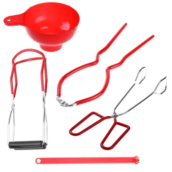 

5 Sets Anti-slip Tongs Folding Hot Dish Can Clip Bottle Holder Set Funnel Magnetic Canning Lid Lifter BBQ Clip Kitchen Tools