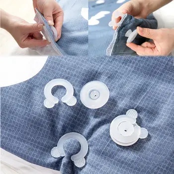 

4Pcs Bed Duvet Cover Sheet Holder Clip Snap Fix Clip Clamp Fastener Quilt Gripper Portable Blanket Sheet Home Useful Accessories