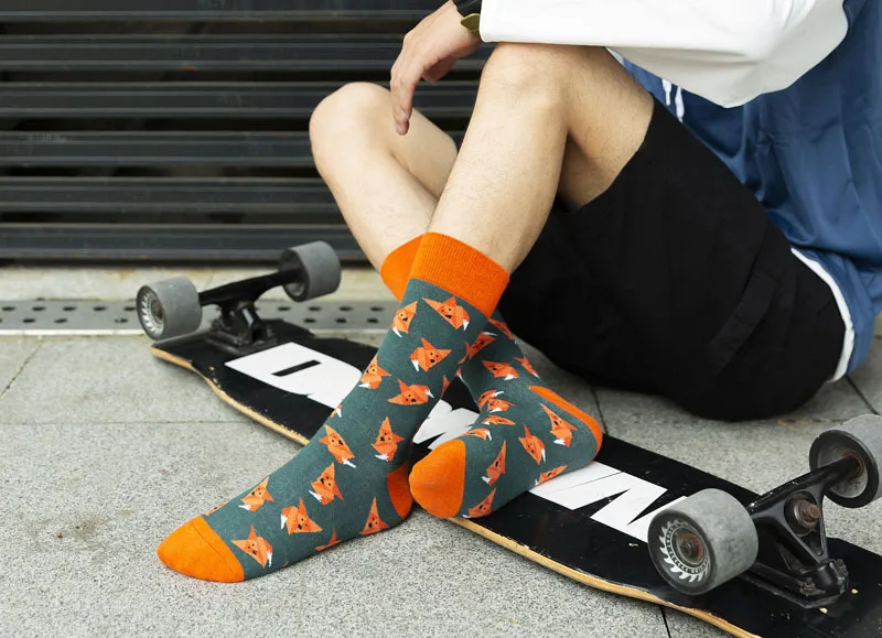 1 пара унисекс носки скейтбордиста мужские хип-хоп сумасшедшие животные собаки ленивые панды брендовый дизайнер Happy Calcetines длинные ЕС 41-46 Meias