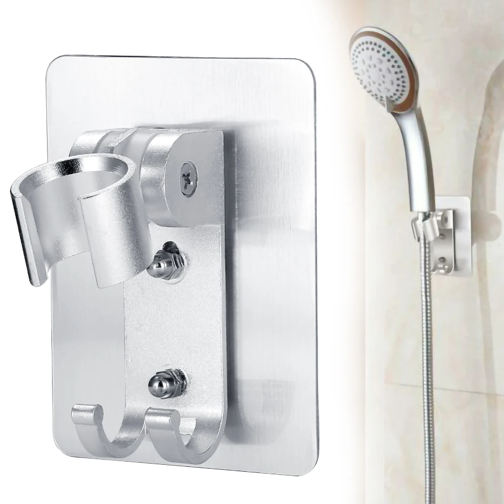 Aluminum Bathroom Stand Bracket Wall Mount Shower Head Holder Hook Adjustable 