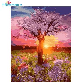 

Paintmake Abstract Tree DIY Paint By Numbers No Frame Oil Hand Painted On Canvas Home decoration Painting Wall Art Picture Kids