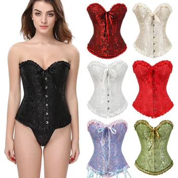 

Plus Size Corset Women Sleeveless Lingerie Solid Lace Waist Slim Bodice Simple Daily Hooks Pulling Gothic Body Shapers
