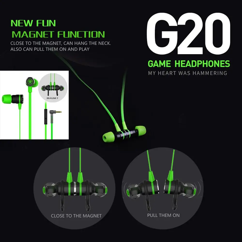 PLEXTONE G20 In-Ear earphones with Mic Noise Reduction Game Magnetic Adsorption Stereo music sport PK Hammerhead Pro | Электроника