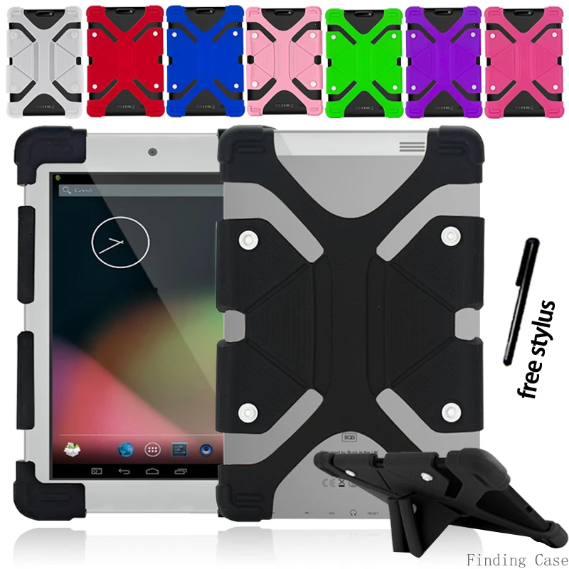 

Case For 10" Argos Bush / Alba Tablet Full Four Corner Shockproof Soft Silicone Stand Back Cover Protection Case+ Free Stylus
