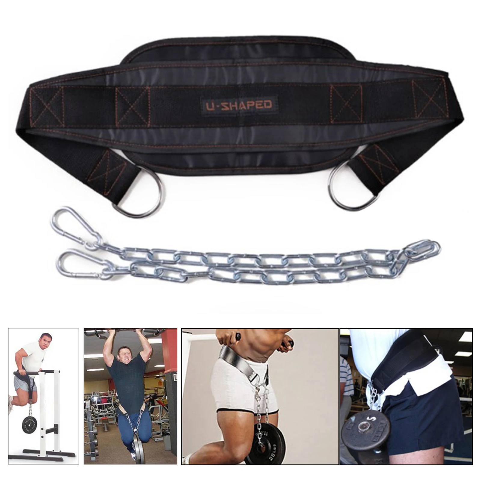 Durable Fitness Dip Belt with Adjustable Heavy Chain Dipping Pull Up Belt Weight Lifting Training Equipment Accessories