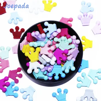 

Joepada 10pcs Silicone Beads Crown Baby Teether Silicone Chew Necklace Pacifier Clips Chain Beads DIY Shower Toy Beads BPA FREE
