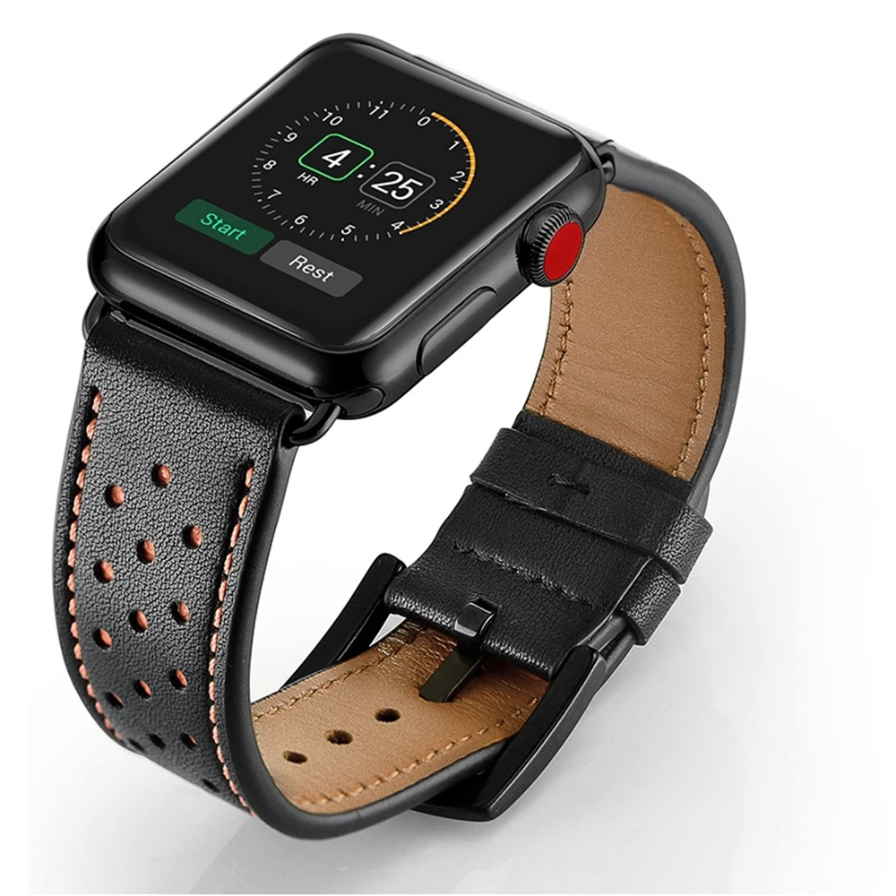 Кожаный ремешок correa совместимый с Apple Watch 5 4 44 мм 42 для iwatch series 1 2 3 браслет 38 40