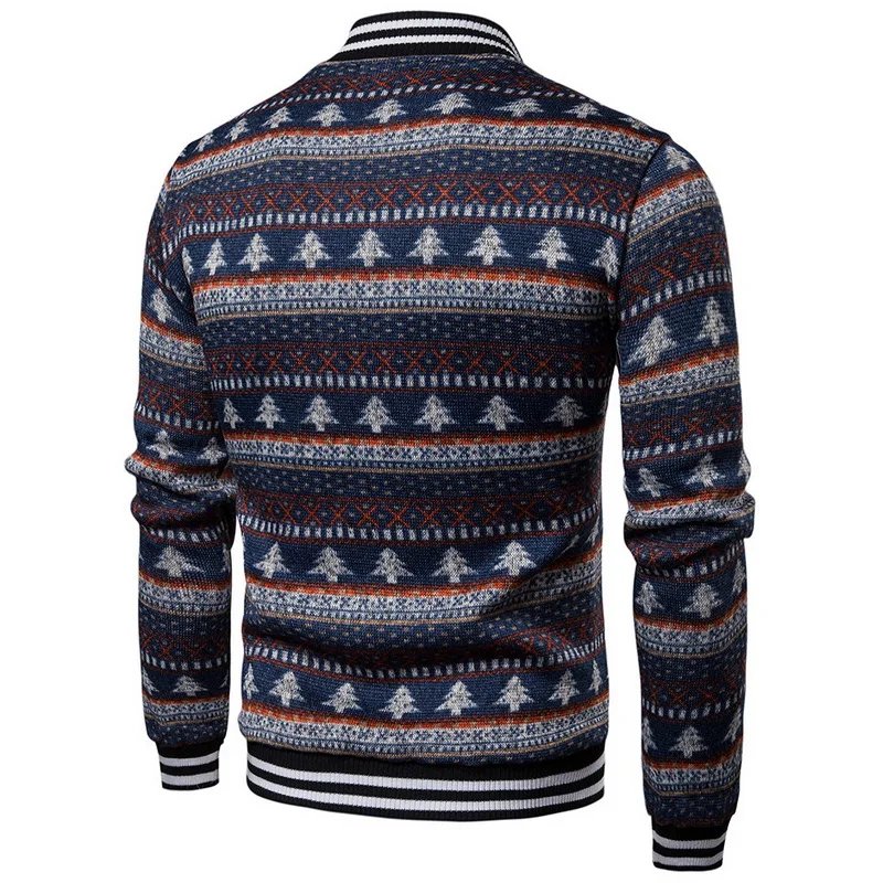 New Men's Slim Fit Sweater Coat Winter Warm Thicken Jacket Overwear Christmas Tree Decoration Men's Sweater