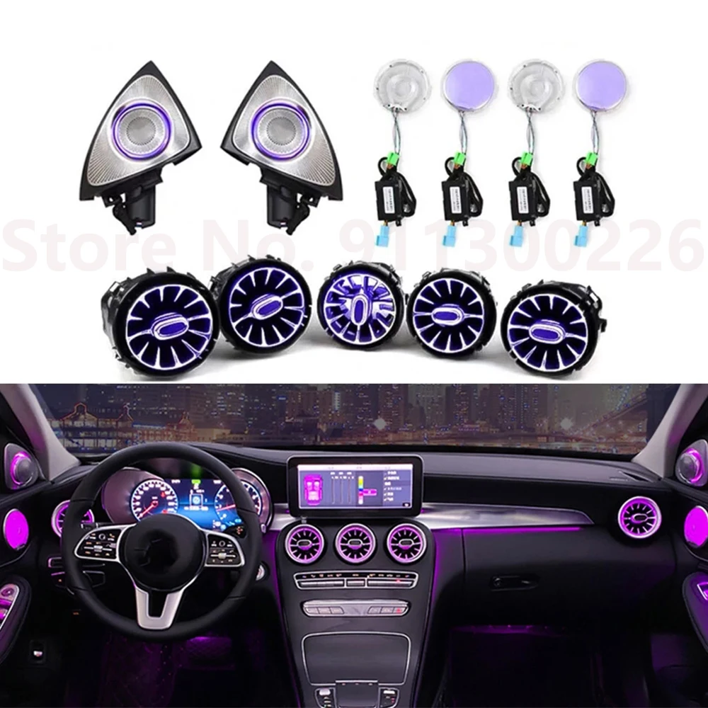 Car 3/12/64 Colors decorative Ambient neon Light For Mercedes-Benz C/GLC class W205 X253 Console Dashboard Condition Air Outlet |