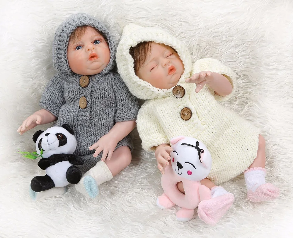 48 см Премиум Bebe Кукла Reborn Baby Сладкие Близнецы в розовом и сером на все тело Мягкая силиконовая Реалистичная мягкая кукла для малышей игрушка для ванны