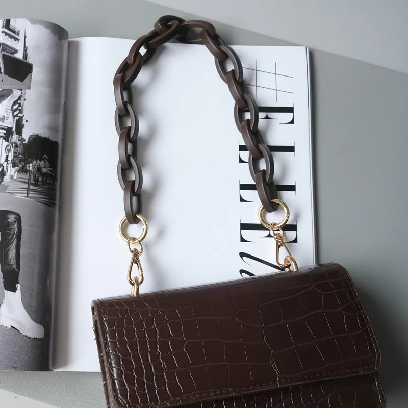 

New Fashion Woman Bags Chain Accessory Detachable Replacement Acrylic Resin Chain Retro Strap Women Shoulder Handle Chain Parts