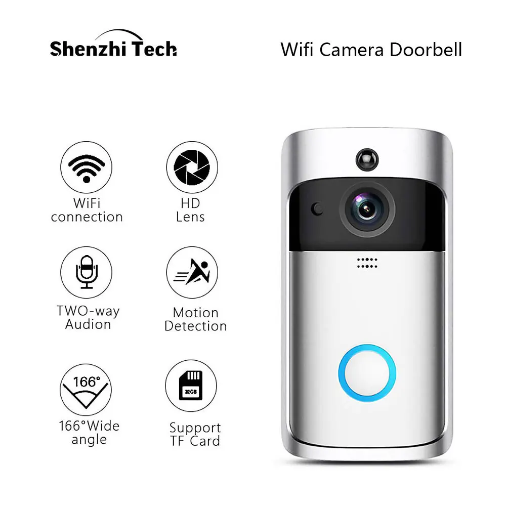 WIFI Camera Doorbell 2 batteries Smart IP Camera Motion Detection Night Vision Two-way Audio Home Security Camera Doorbell D001