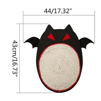 

Pet Cat Scratching Pad Halloween Cat Devil Bat-Shaped Sleep Pad Gift Cat Long-Lasting Sisal Scratch Pad