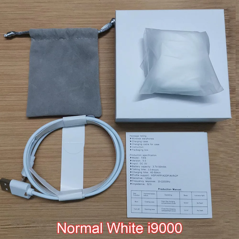 i9000 TWS Air 2 Smart Сенсор Беспроводной Bluetooth наушники 1536P PK H1chip i30 i60 i200 i800 i1000 i2000 i5000 TWS - Цвет: Normal white i9000