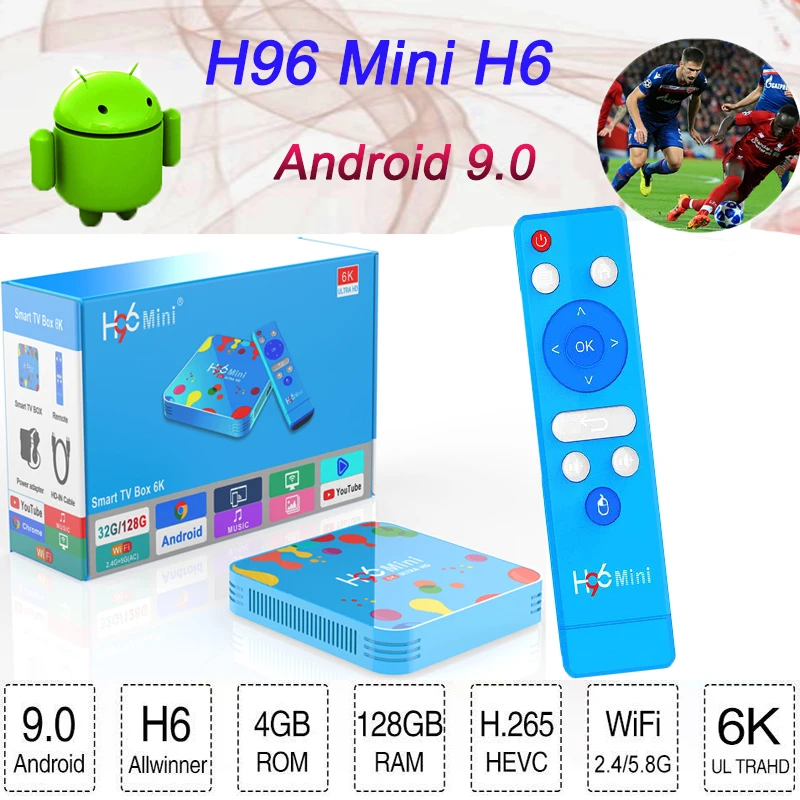 

H96mini h6 smart tv box in set top boxes HD smart TV set-top box 4G 128 2.4/5G wifi Bluetooth 6K Player Youtube smart TV box