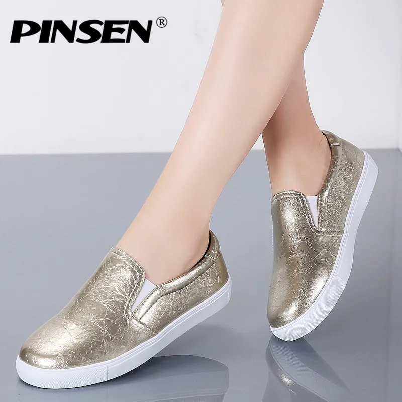 PINSEN New 2019 Autumn Loafers Women Flats Shoes G