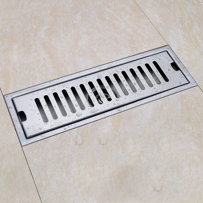 Stainless Steel Bathroom Shower Floor Long Drainage Square Shower Large Floor Drains Shower Drain Cover Roof Drain
