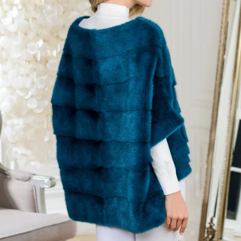 FURSARCAR Casual Style Real Mink Fur Shawl Natural Mink Fur Coat Women Thick Warm Winter Coat Top Fashion Elegant Female Clothes