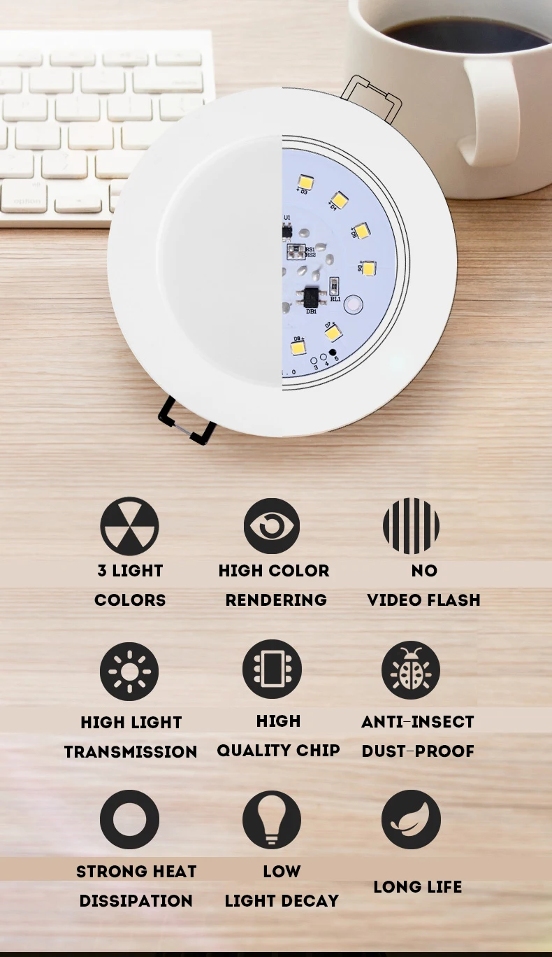 Panasonic LED вниз светильник 3W утопленный Круглый светодиодный потолочный AC 220V 230V 240V