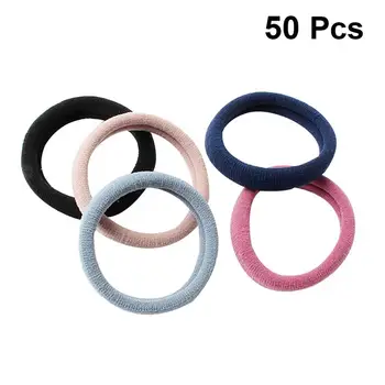 

50pcs Elastic Hair Band Simple Hair Tie Fashion Hair Ring for Girls Ladies Women Random Color