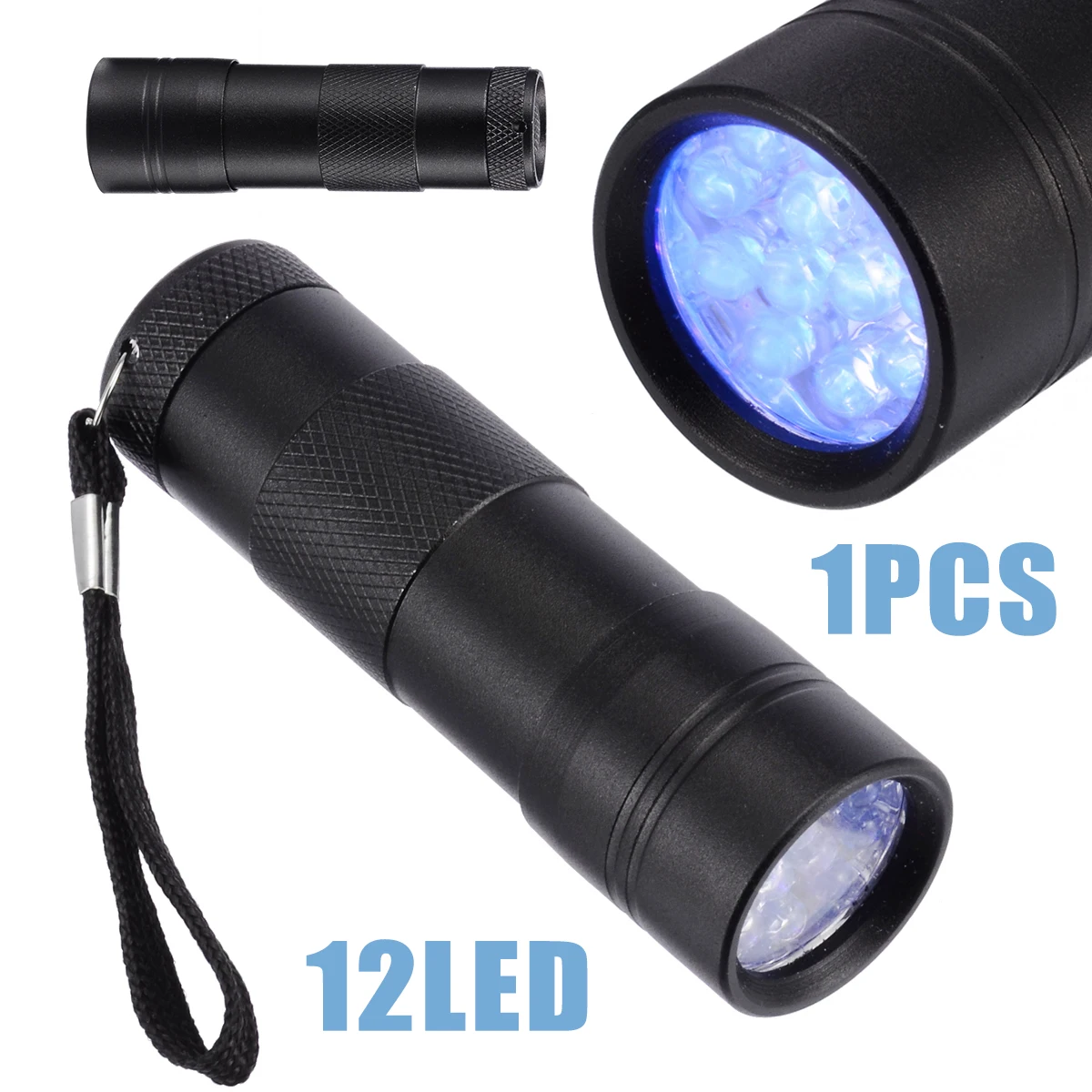  UV GEL Curing Light Black Professional Light 12 LED Ultraviolet Flashlight 395nm Torch For UV Resin - 4000252804892
