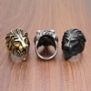 Punk 316L Stainless Steel Silver Color Gold Black Plated King Lion Head Ring Jewelry 2