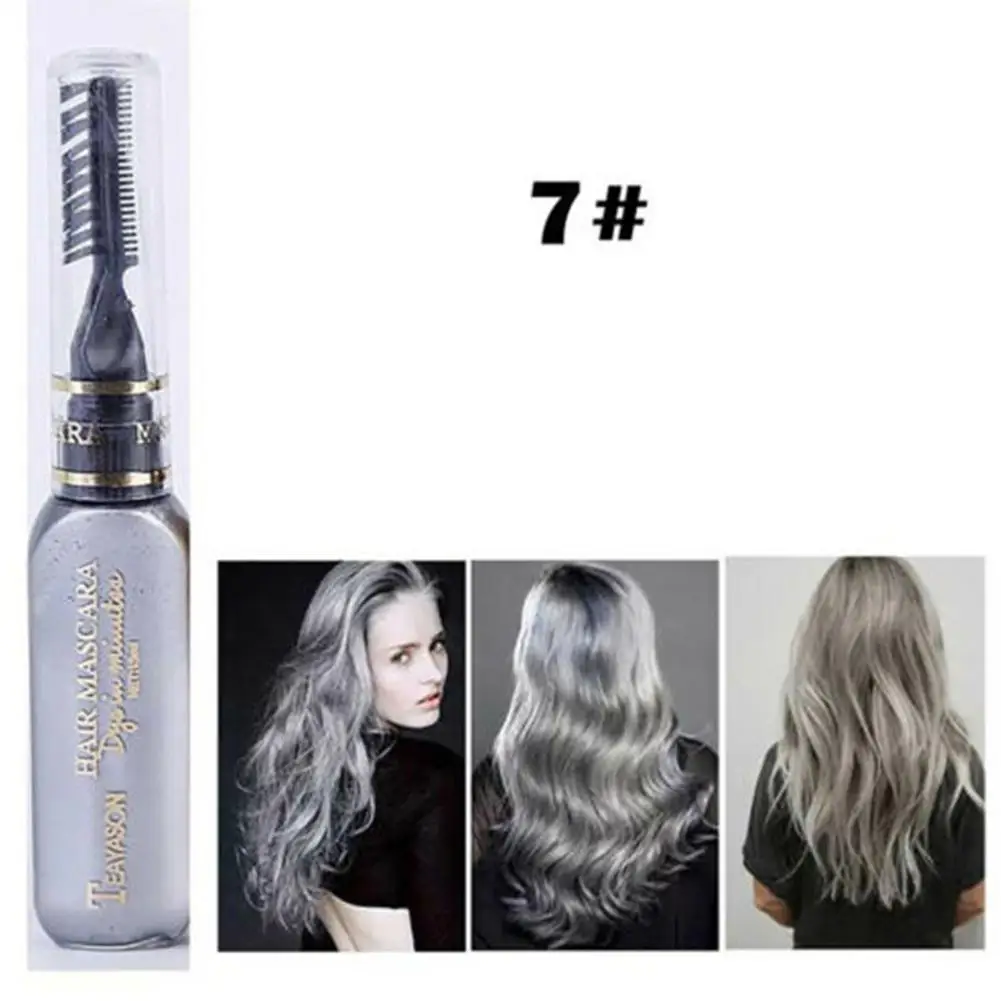 MeterMall 13 Colors One-off Hair Color Dye Temporary Non-toxic DIY Hair Color Mascara Washable One-time Hair Dye Crayons - Цвет: 7 Gray