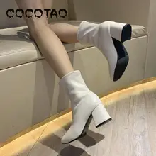 Женские ботинки; Новинка года; осенние ботинки на толстом каблуке; цвет красный, бархат, черный; тонкие женские ботинки; сезон осень-зима