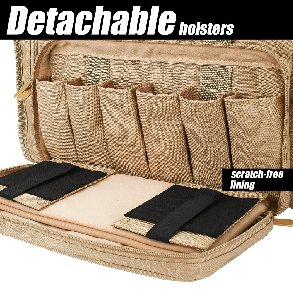 

SoarOwl Range Bag Tactical Gun Shooting Duffle Bags for Handguns Pistols with Lockable Zipper and Heavy Duty Antiskid Feet Khaki