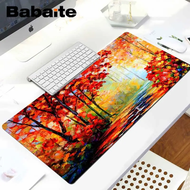 LockEdge 30X90cm Babaite Ван Гог Картина маслом нескользящий прочный силиконовый компьютерный коврик Комфортный коврик для мыши игровой коврик для мыши - Цвет: LockEdge 30X90cm